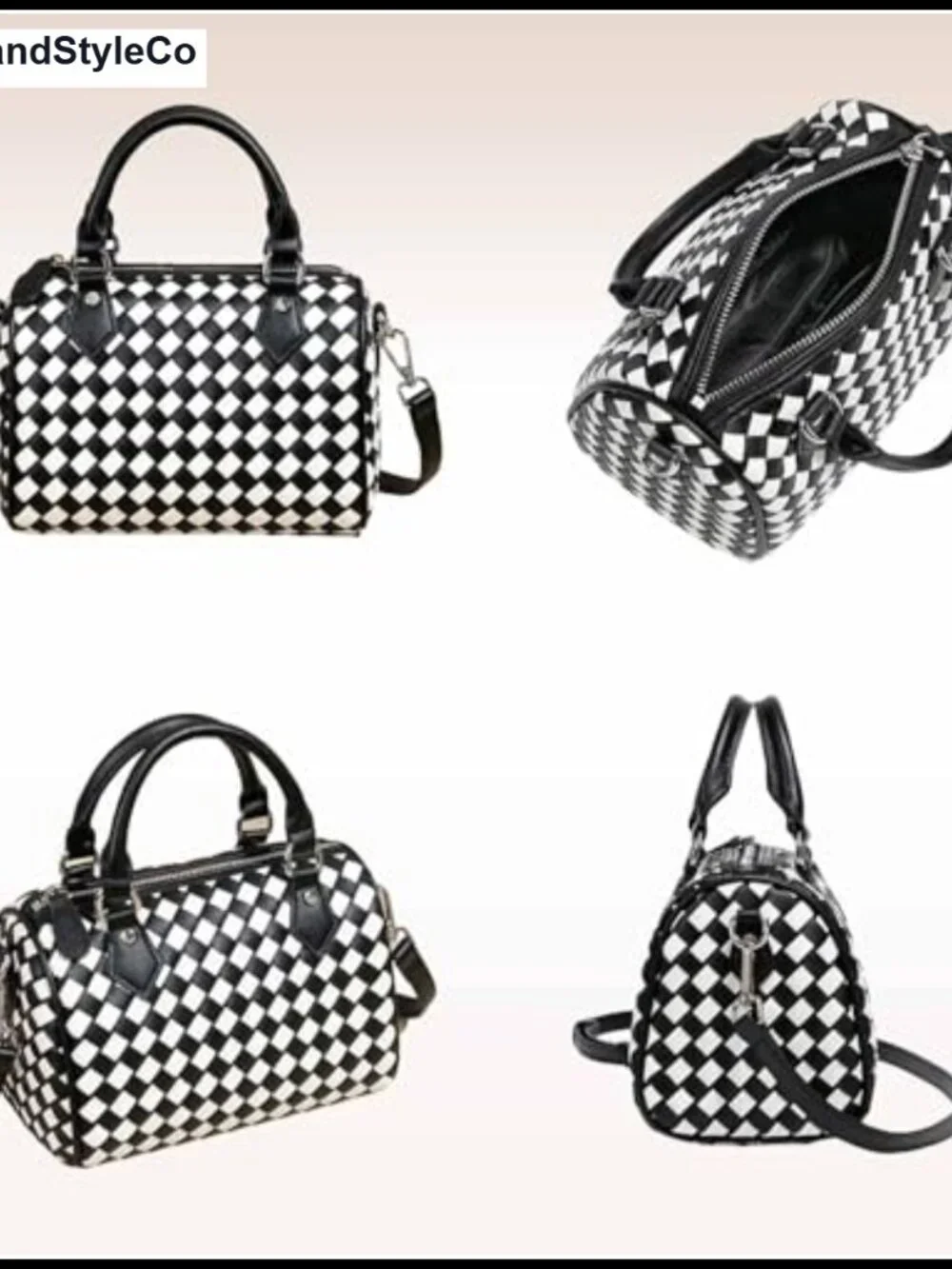Woven Small Leather Satchel Crossbody Bag Top Handle Purse